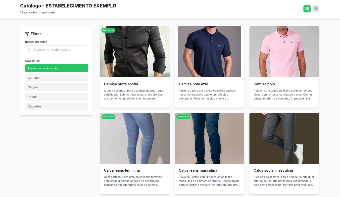 Prévia do catálogo online do comerciante no portal O Comércio Cidade